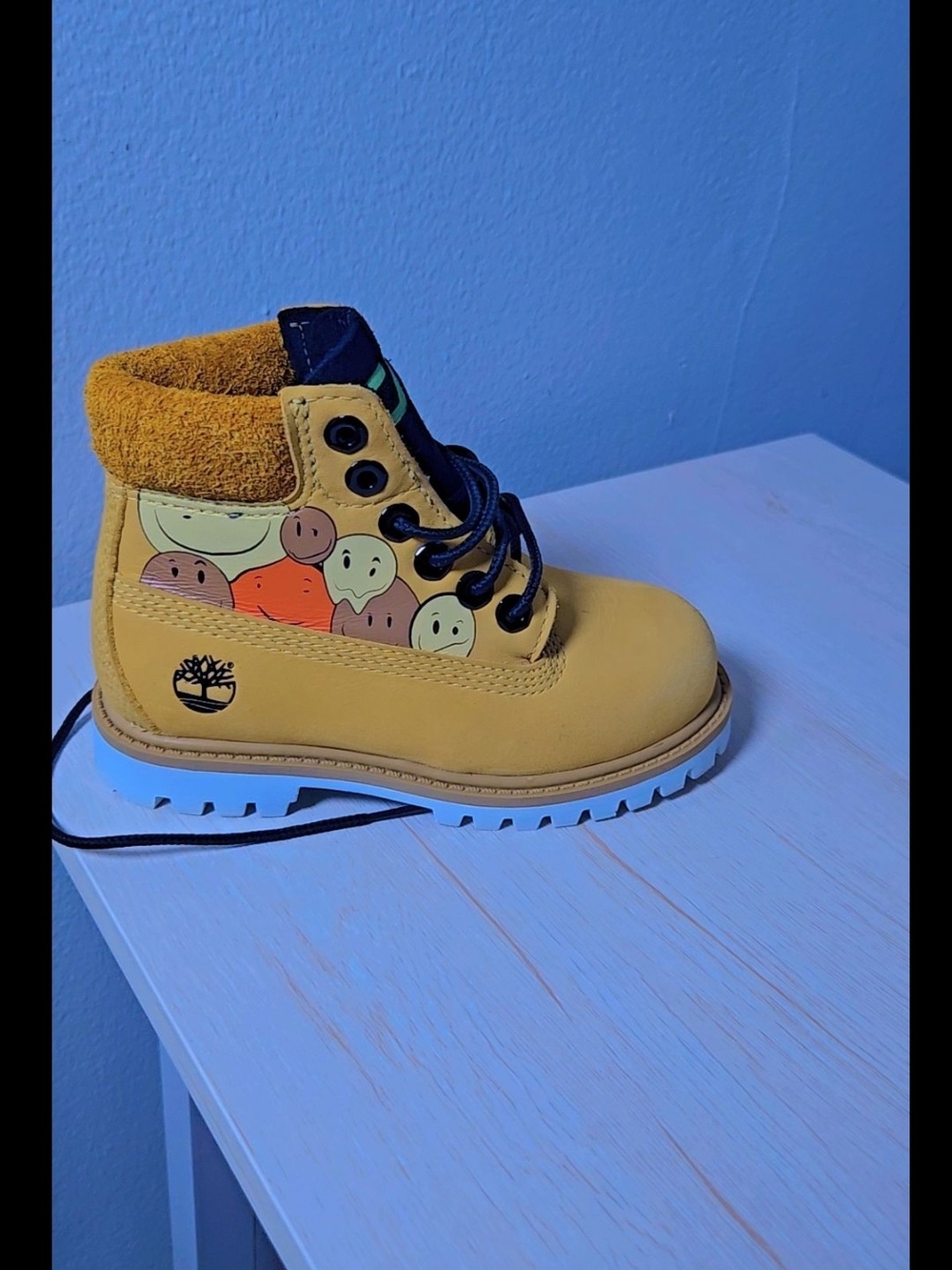 Timberland Kids Yellow Nubuck Boot with Multicolor Side Panel